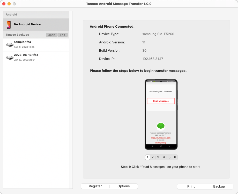Kopieren Sie SMS-, MMS-, RCS- und WhatsApp-Nachrichten von einem Android-Telefon auf Ihren Mac